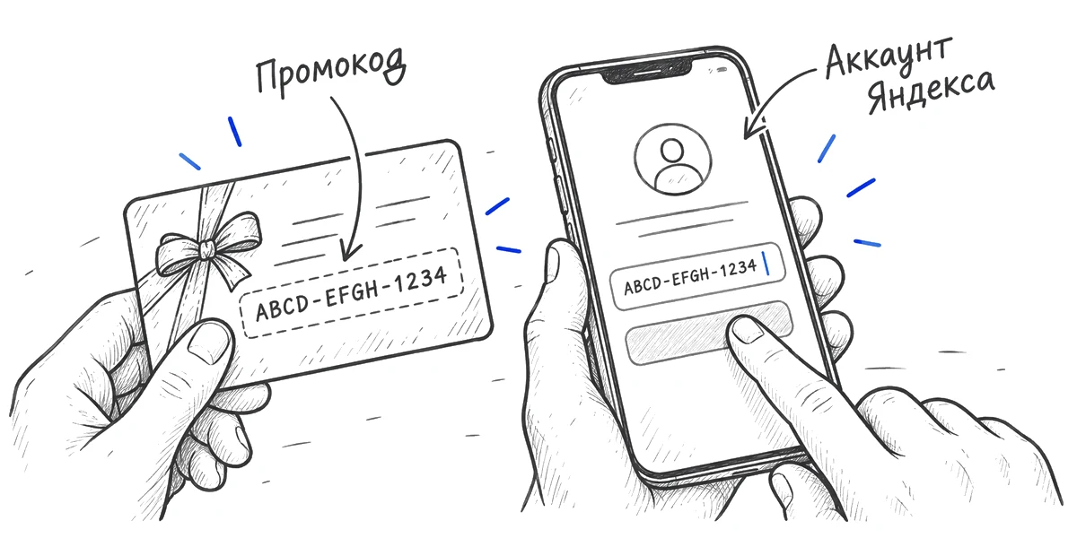 Активация промокода Яндекс Плюс со смартфона.