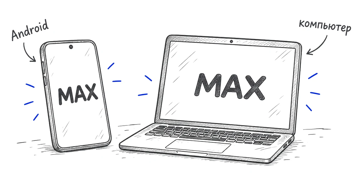 Android-смартфон и ноутбук с обозначением MAX.