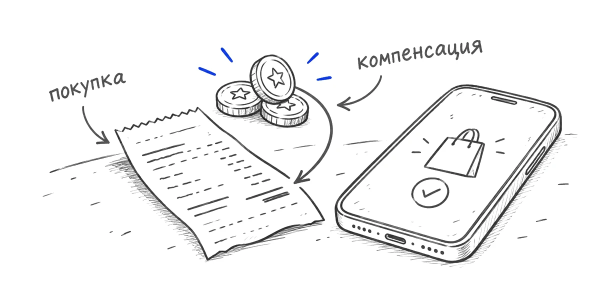 Баллы компенсируют стоимость уже оплаченной покупки.