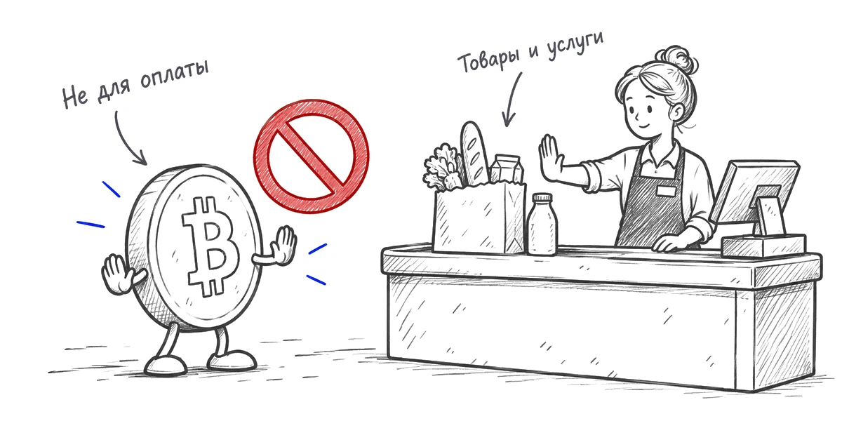 Криптотокен нельзя использовать для оплаты у кассы.